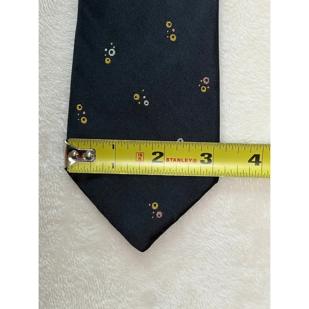 Vintage Don Loper Black Atomic Bubble Silk Necktie Mens One Size Excellent